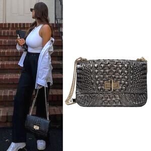 Brahmin Rosalie Leather Crossbody Bag Norcturnal Melbourne Charcoal Gray